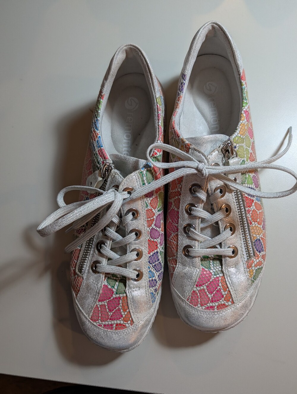 Remonte R1402 Liv Woman's 41/10 Ice Multicolor Floral Lace-Up Women's Sneakers